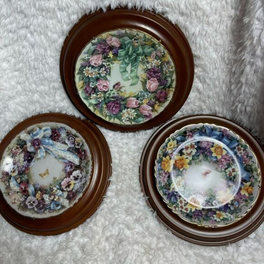Floral Greetings by Lena Liu Porcelain Plates - Set of 3 Beauty,Love & Delight